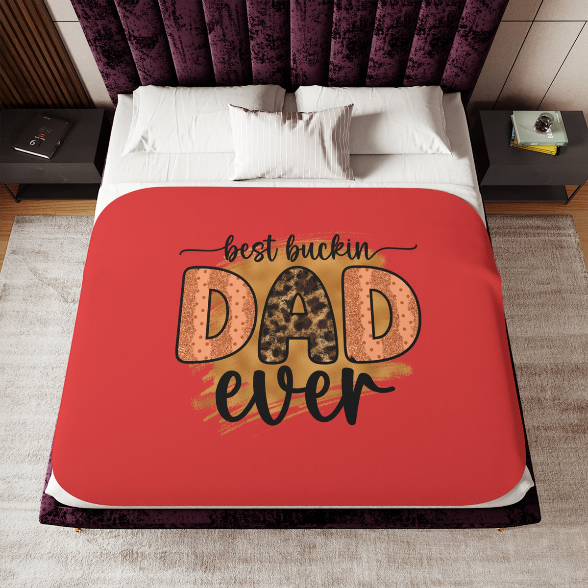 Sherpa Blanket - "Best Buckin Dad Ever" gift for dad