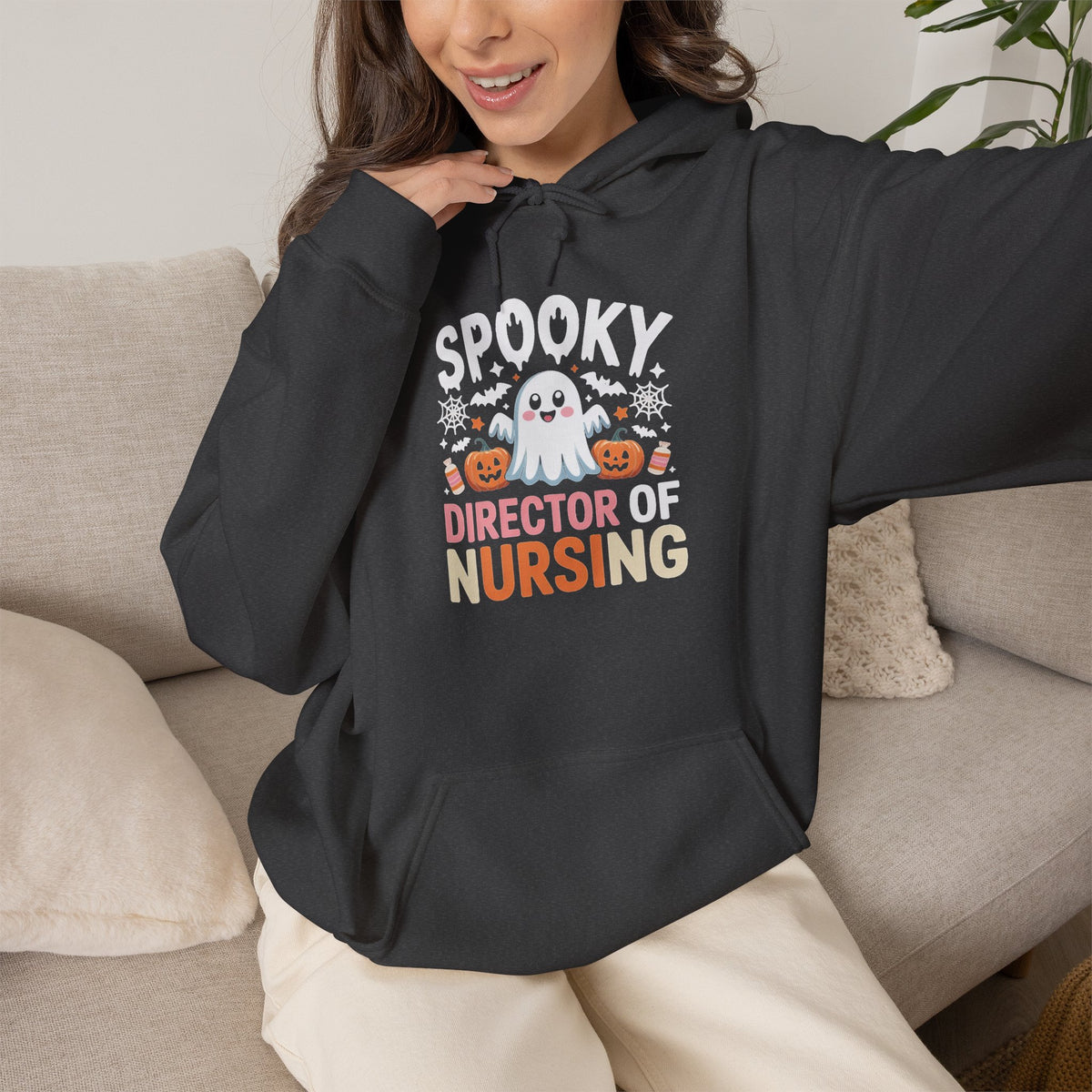 Director of Nursing Halloween Hoodie — Cute Pumpkin & Ghost Nursing Sweatshirt