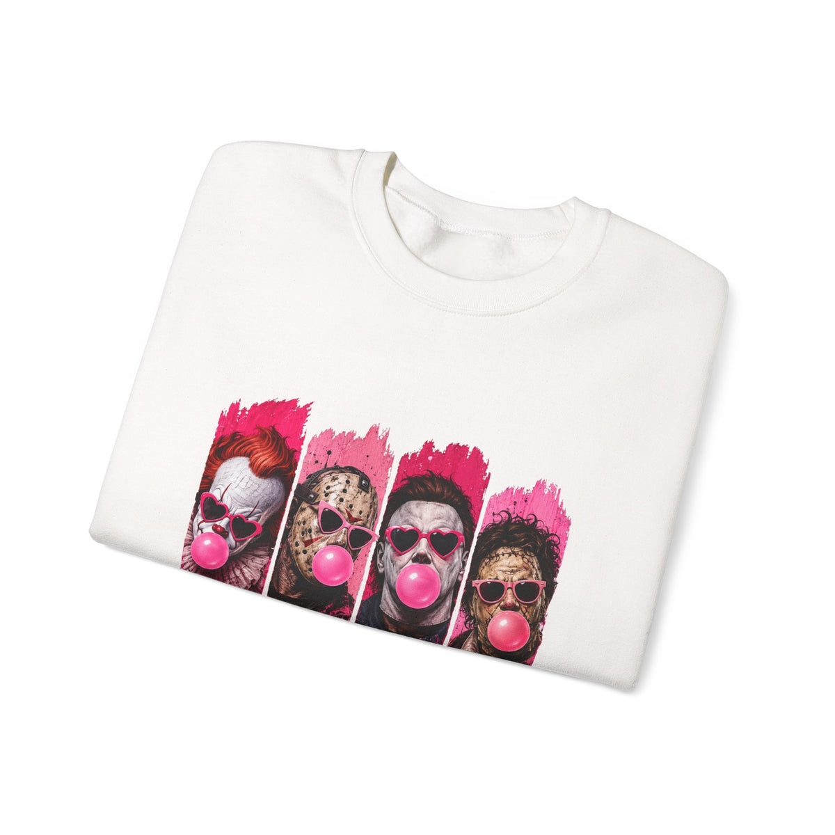 Clown Crewneck Sweatshirt – Colorful Bubblegum Skull & Joker Portraits