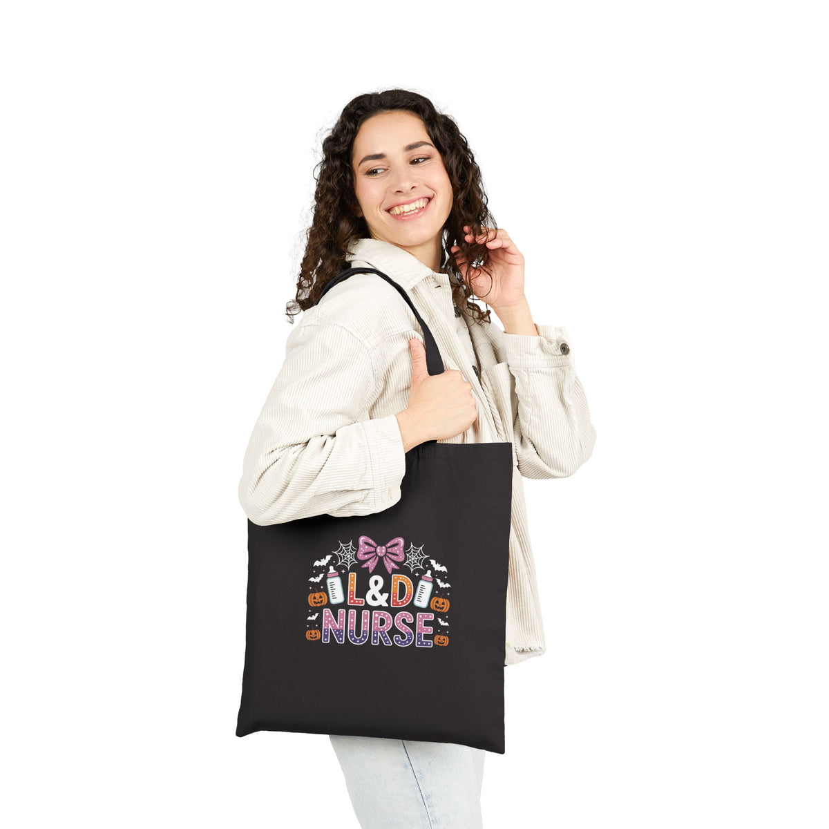 Nurse Tote Bag — "Old Nurse" Cute Halloween Candy Pumpkin Design Cotton Canvas Tote