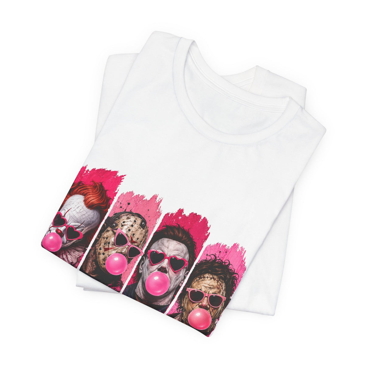 Clown Crew Bubblegum Graphic Tee — Retro Horror Pop Art T-Shirt
