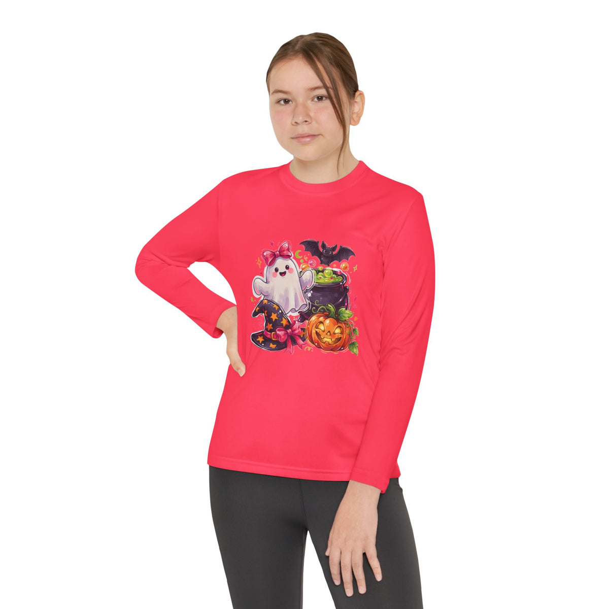 Kids Halloween Ghost Long Sleeve Tee — Cute Ghost, Pumpkins & Candy Design