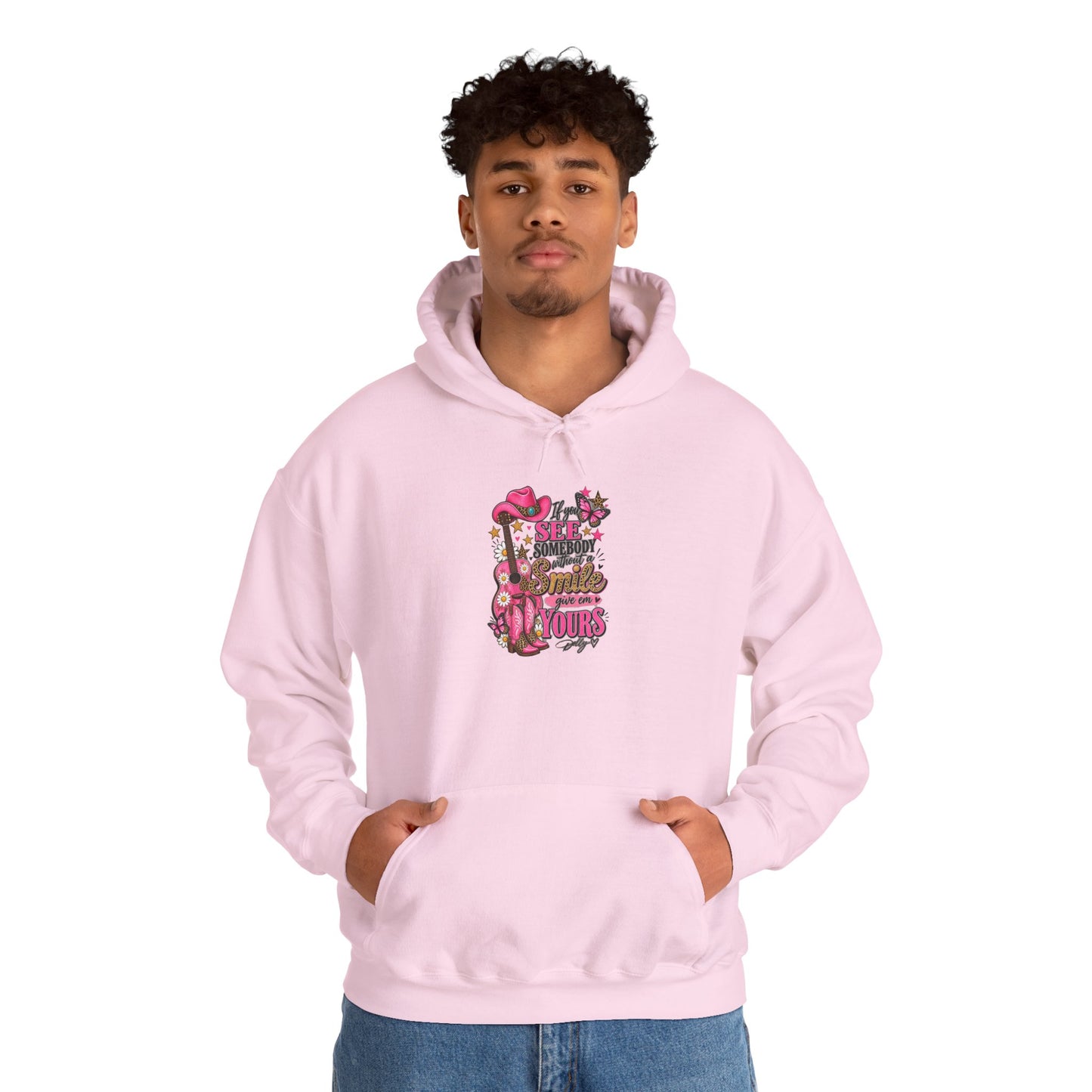 Dolly Vibes Hoodie — Pink Western Guitar Floral