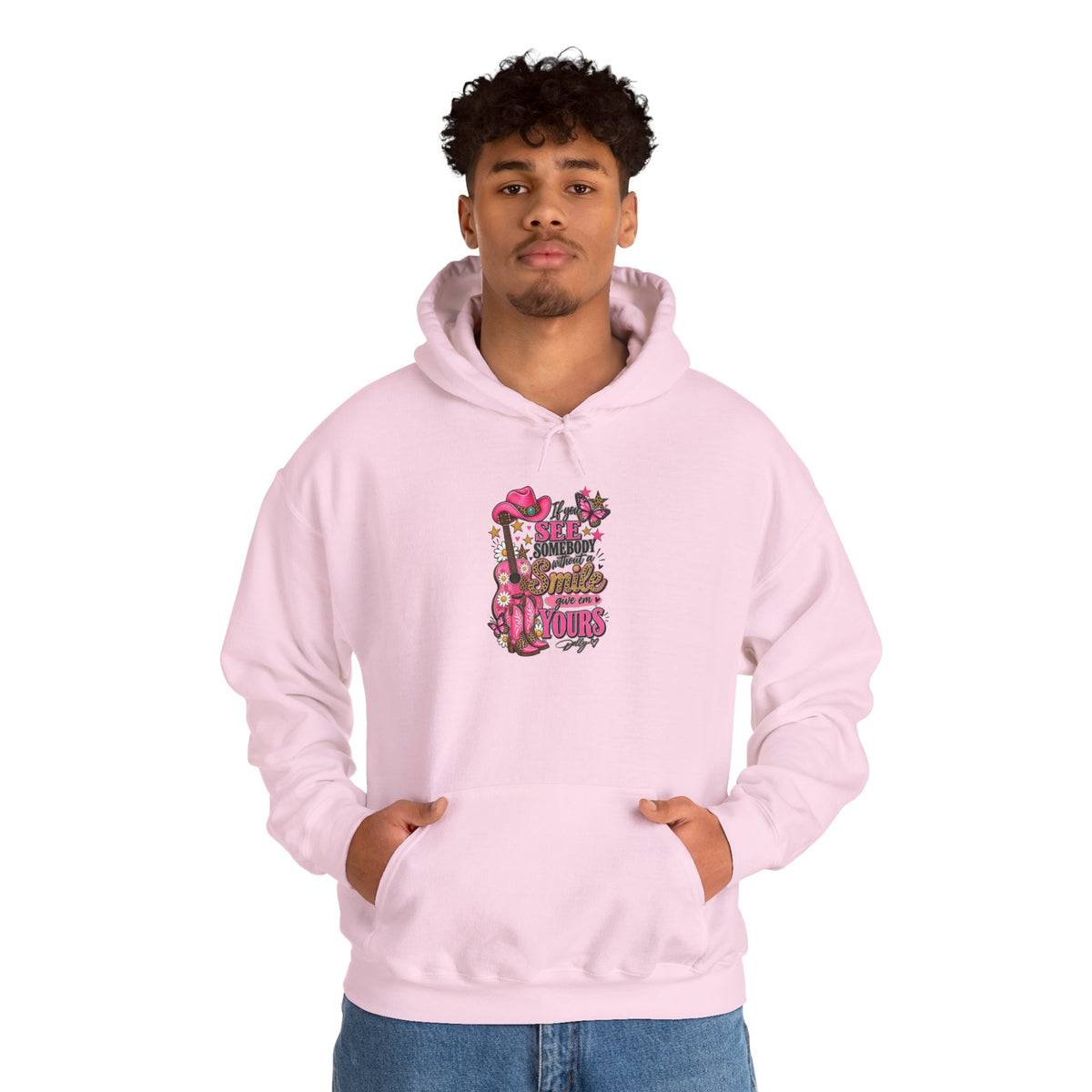 Dolly Vibes Hoodie — Pink Western Guitar Floral