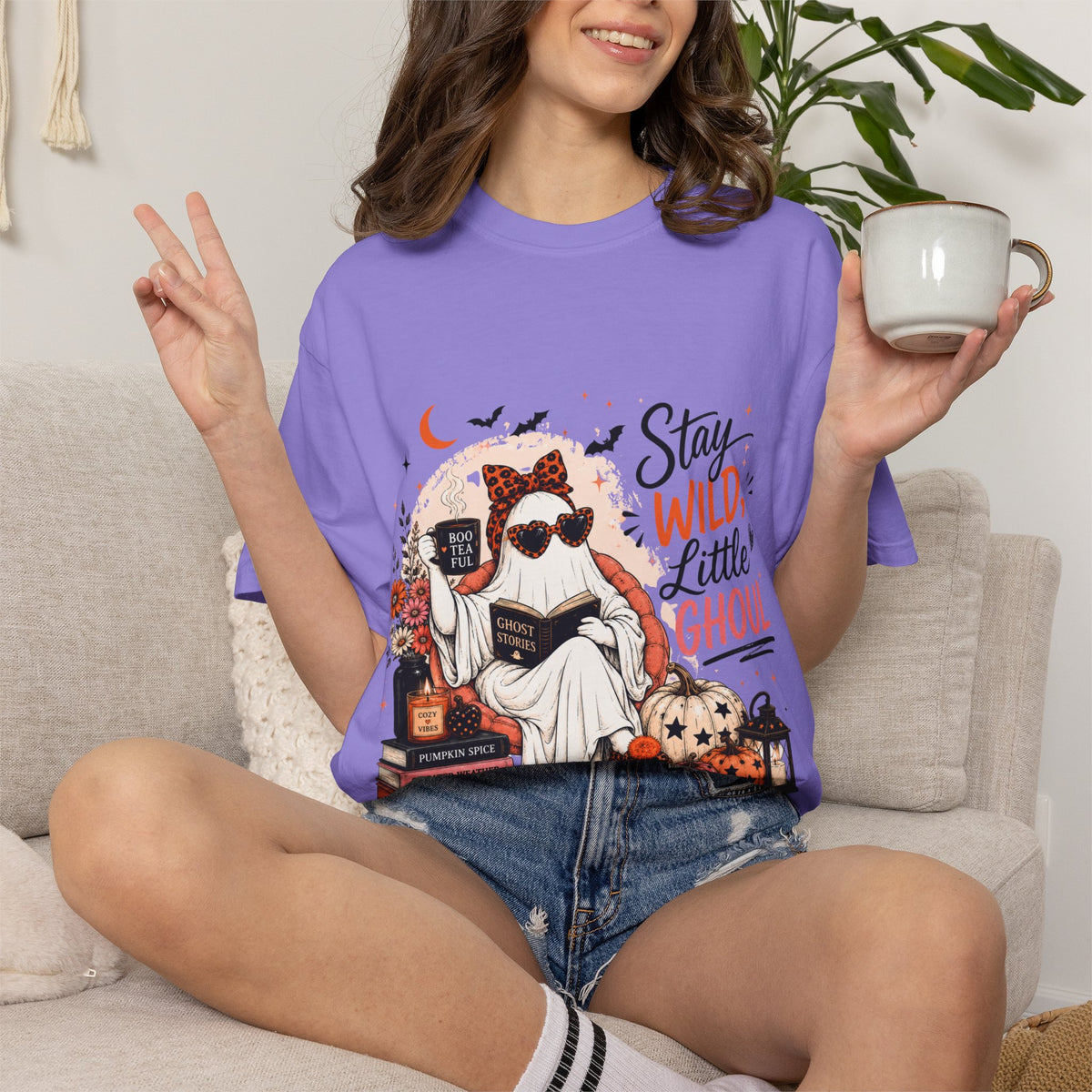 Stay Wild Little Ghoul T-Shirt — Cute Halloween Ghost Reading Design