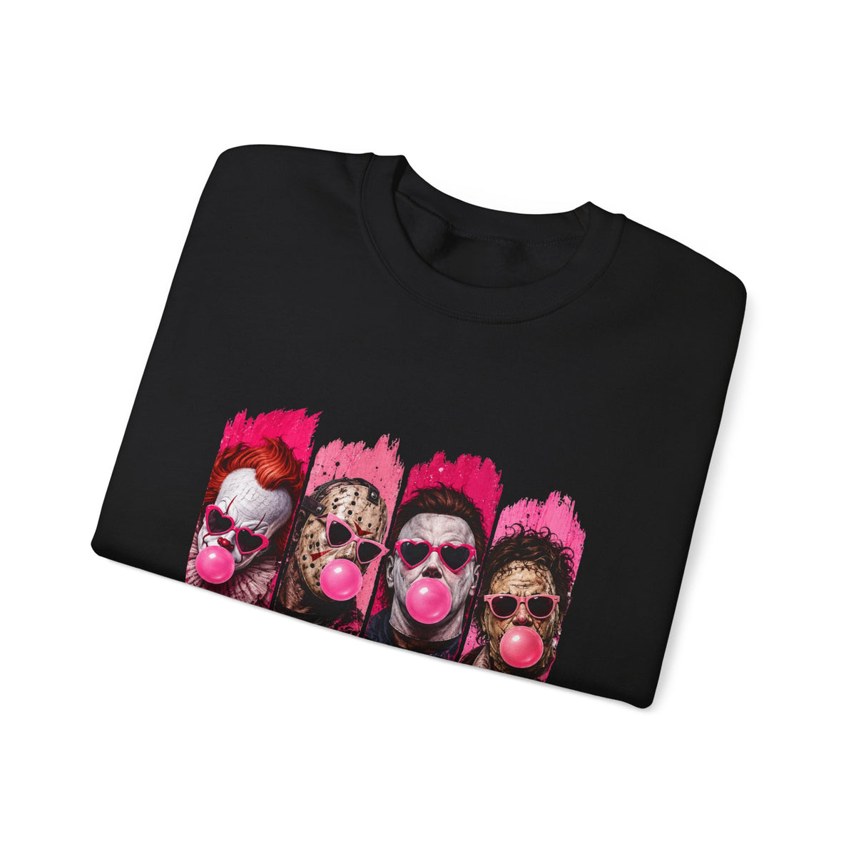 Clown Crewneck Sweatshirt – Colorful Bubblegum Skull & Joker Portraits