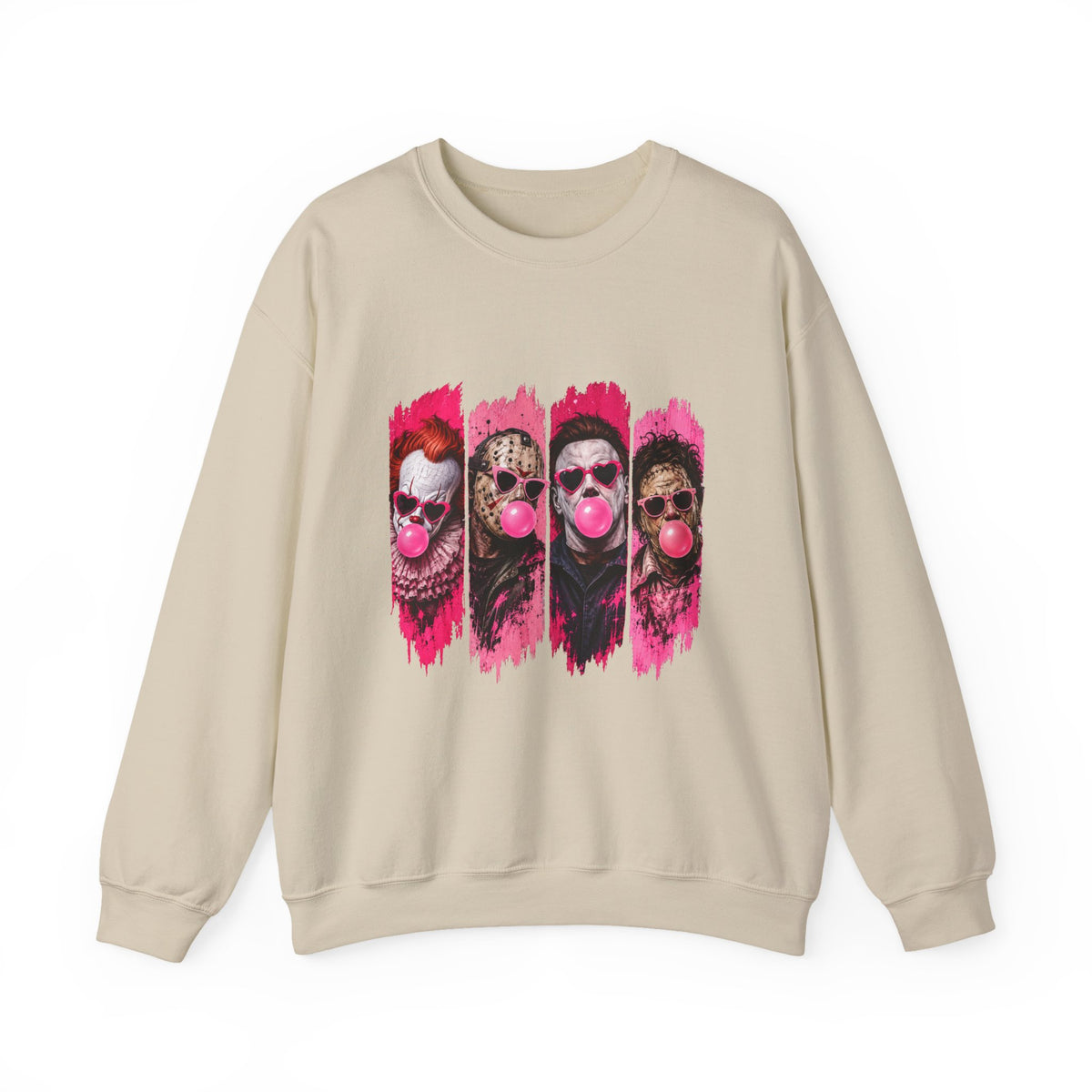 Clown Crewneck Sweatshirt – Colorful Bubblegum Skull & Joker Portraits