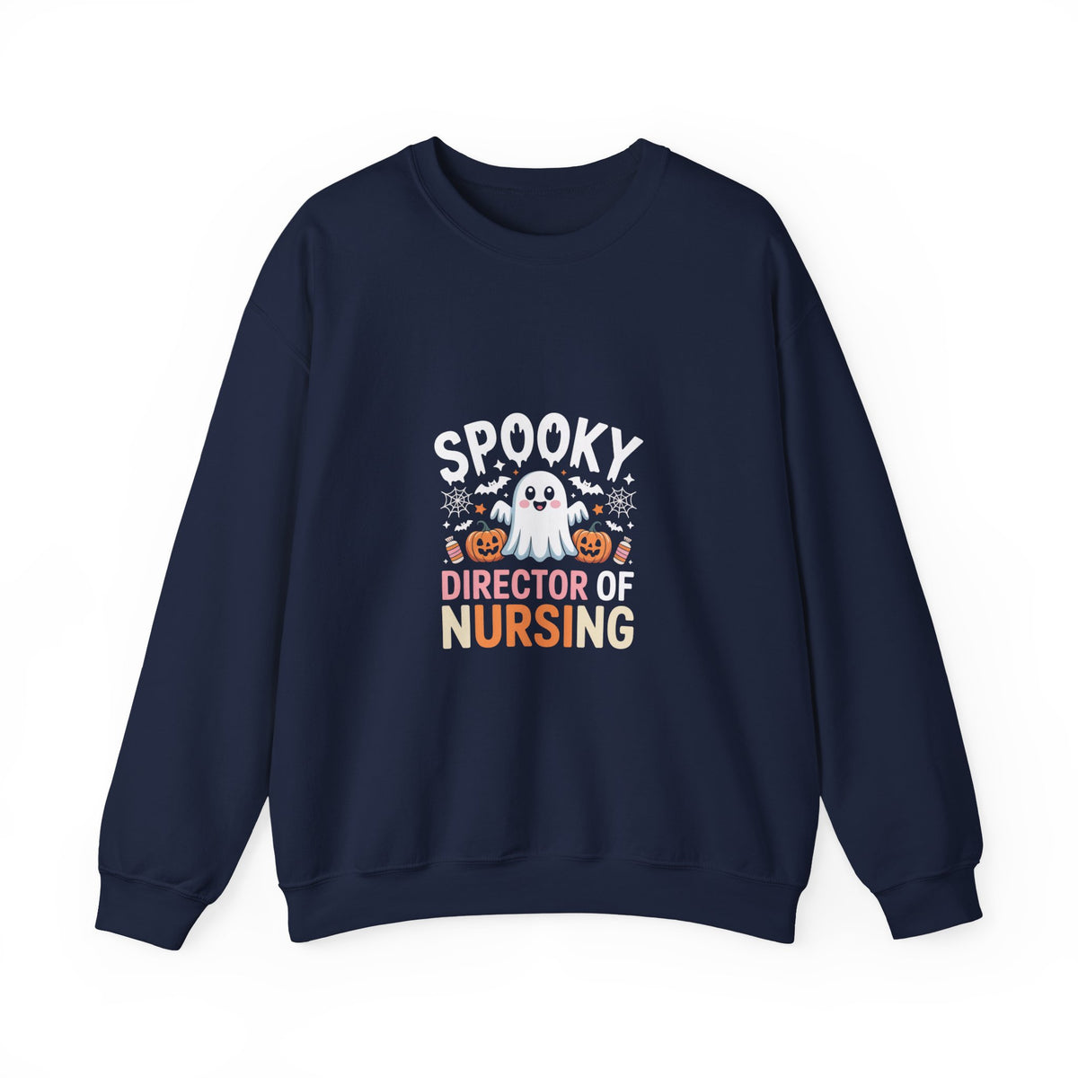 Nursing Director Crewneck Sweatshirt — Cute Halloween Pumpkin Nurse Design