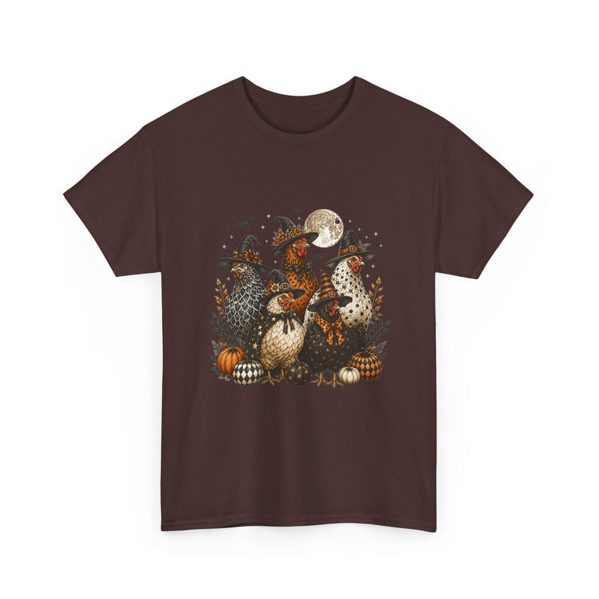 Halloween Chickens-Vintage Moon & Pumpkins