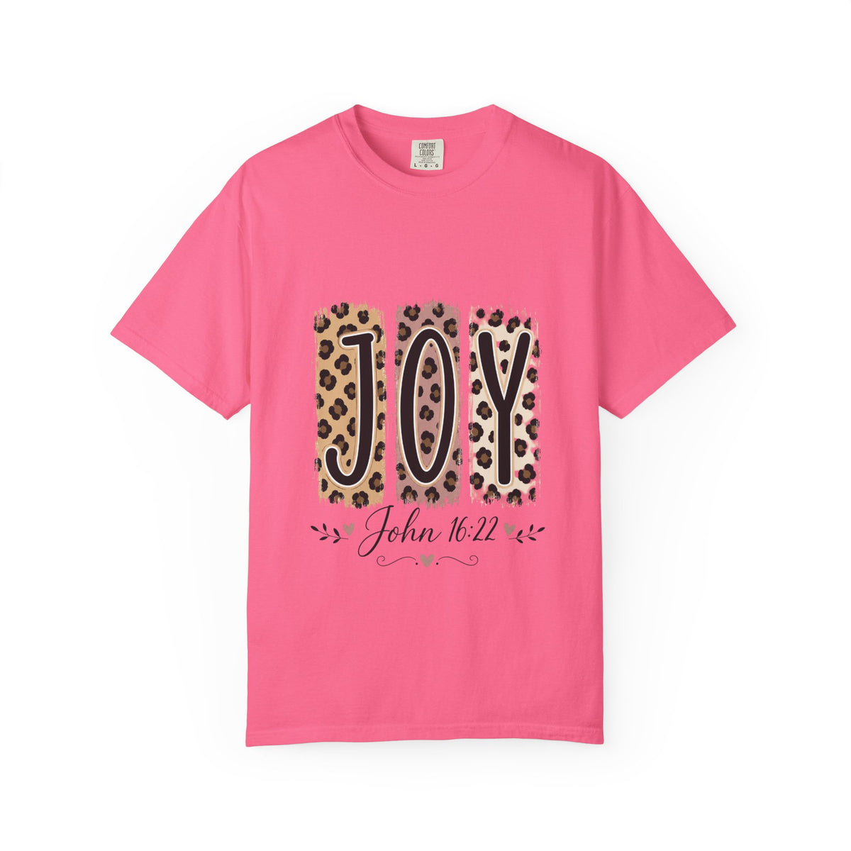 JOY Leopard Print T‑Shirt — John 16:22 Christian Faith Tee