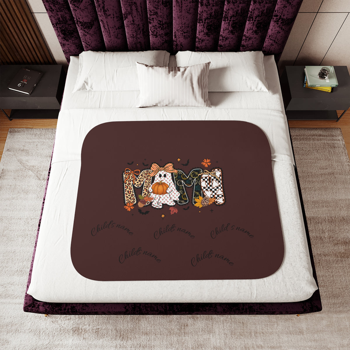 Halloween Mom Sherpa Blanket – Cozy Fall Family Throw