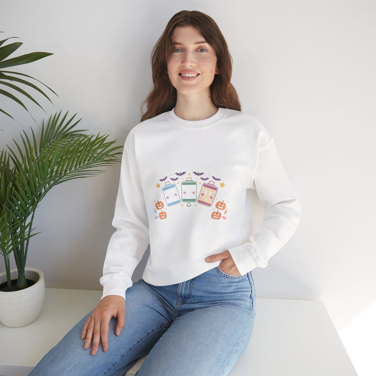 Halloween Candy Phone Sweatshirt — Cute Trick-or-Treat Graphic