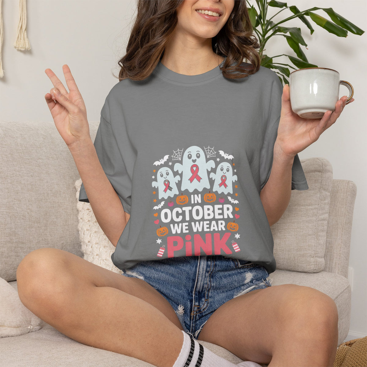October We Wear Pink T-Shirt — Breast Cancer Awarenes