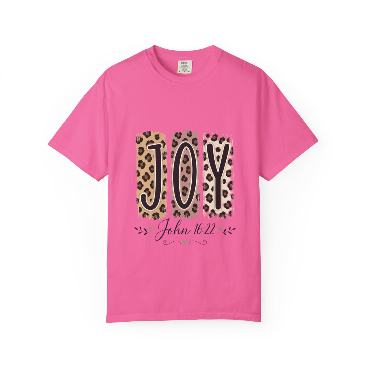 JOY Leopard Print T‑Shirt — John 16:22 Christian Faith Tee