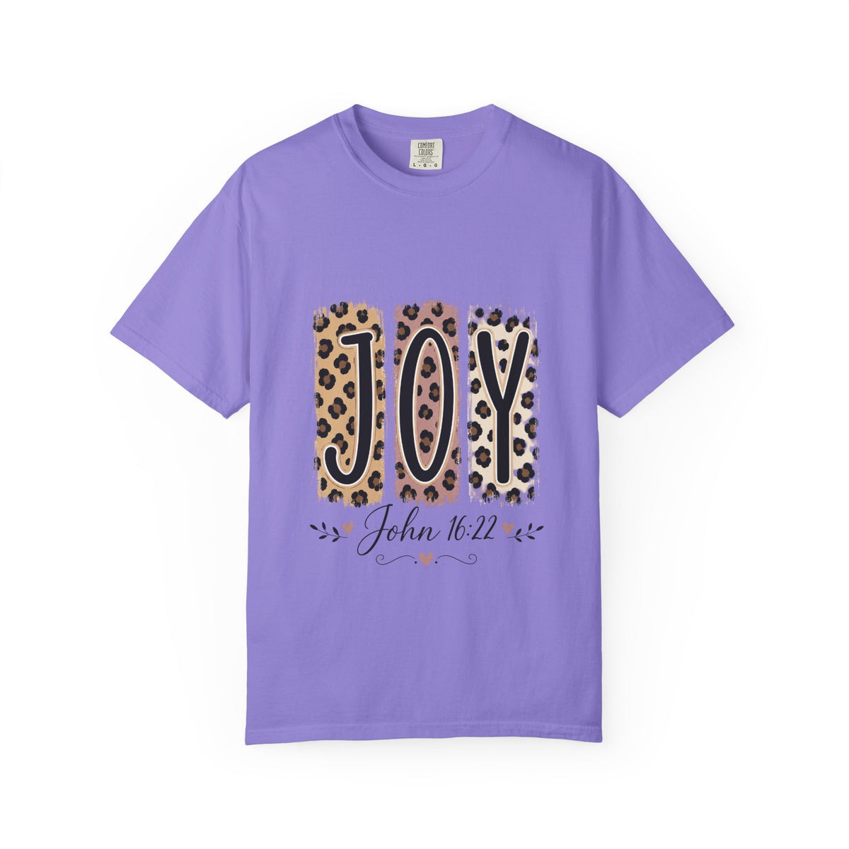 JOY Leopard Print T‑Shirt — John 16:22 Christian Faith Tee
