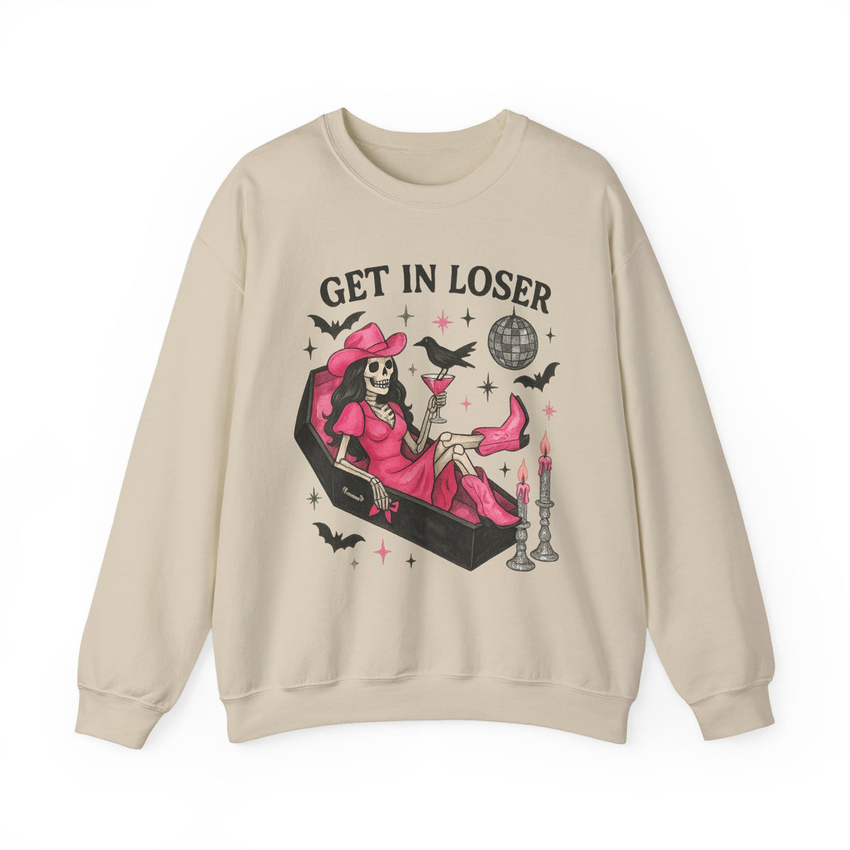 Get In Loser Skeleton Coffin Sweatshirt
