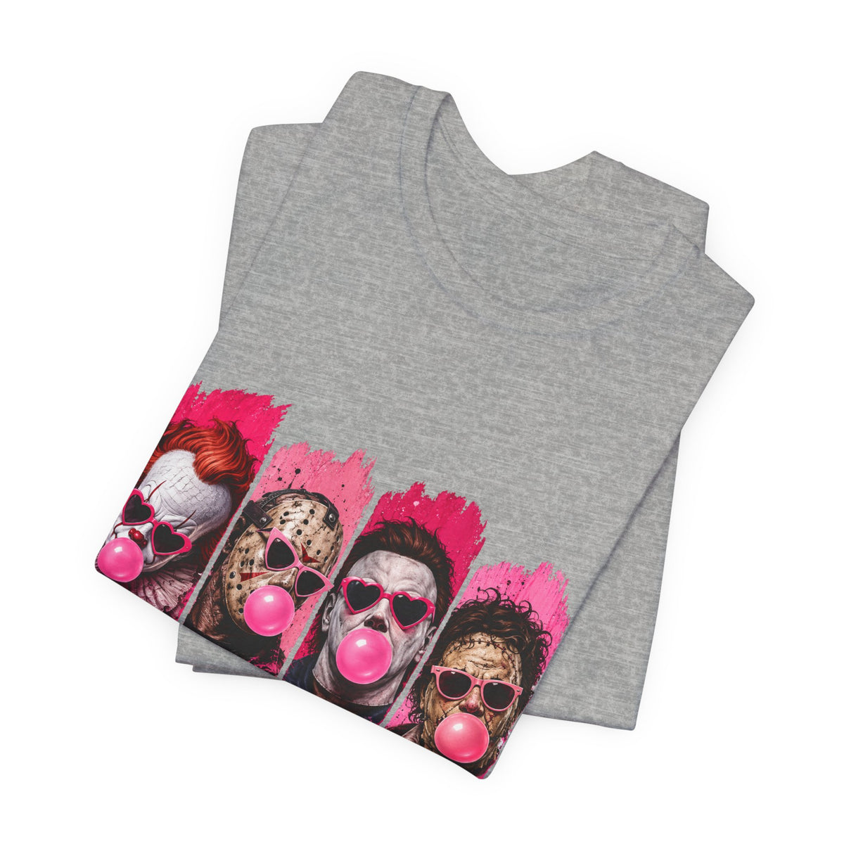 Clown Crew Bubblegum Graphic Tee — Retro Horror Pop Art T-Shirt