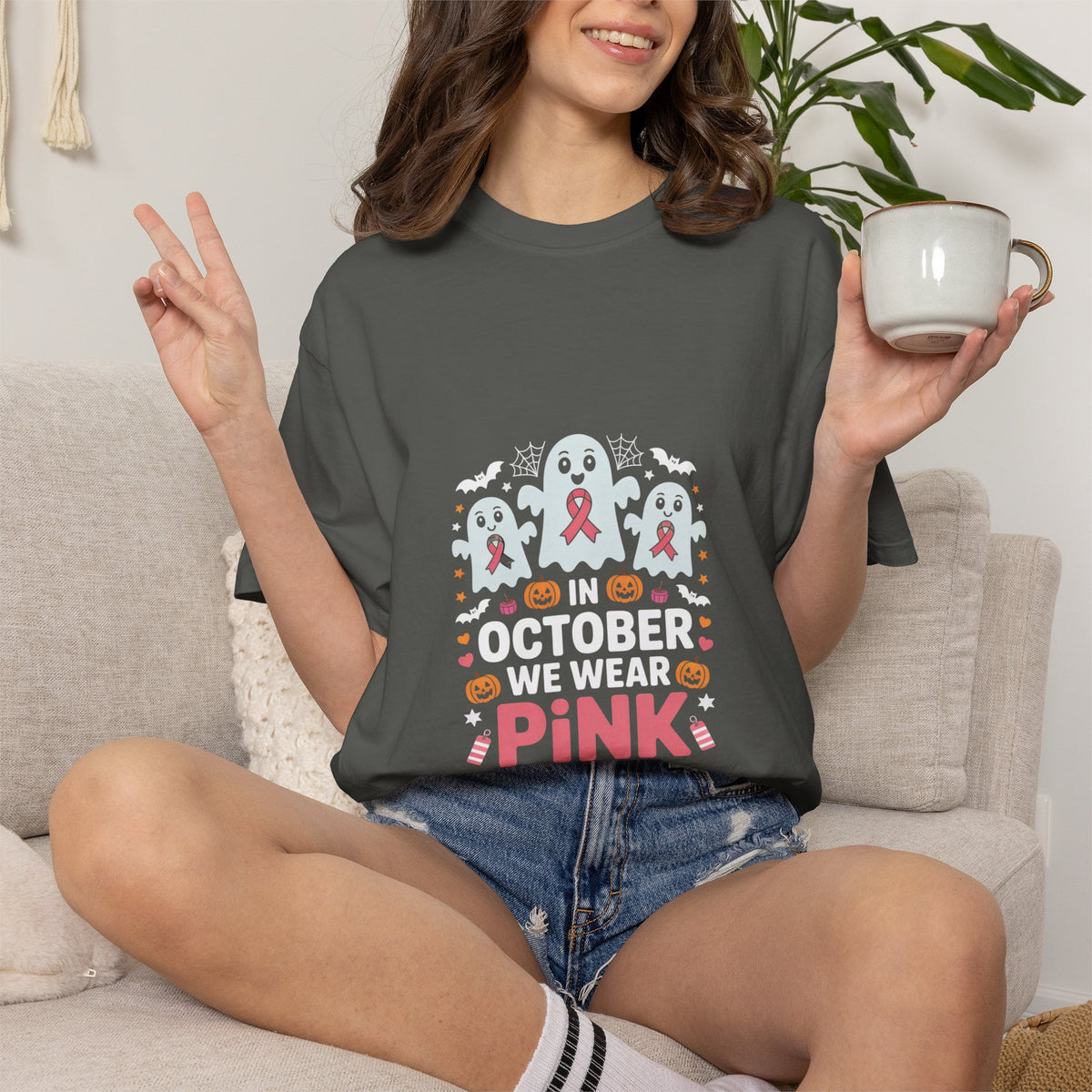 October We Wear Pink T-Shirt — Breast Cancer Awarenes
