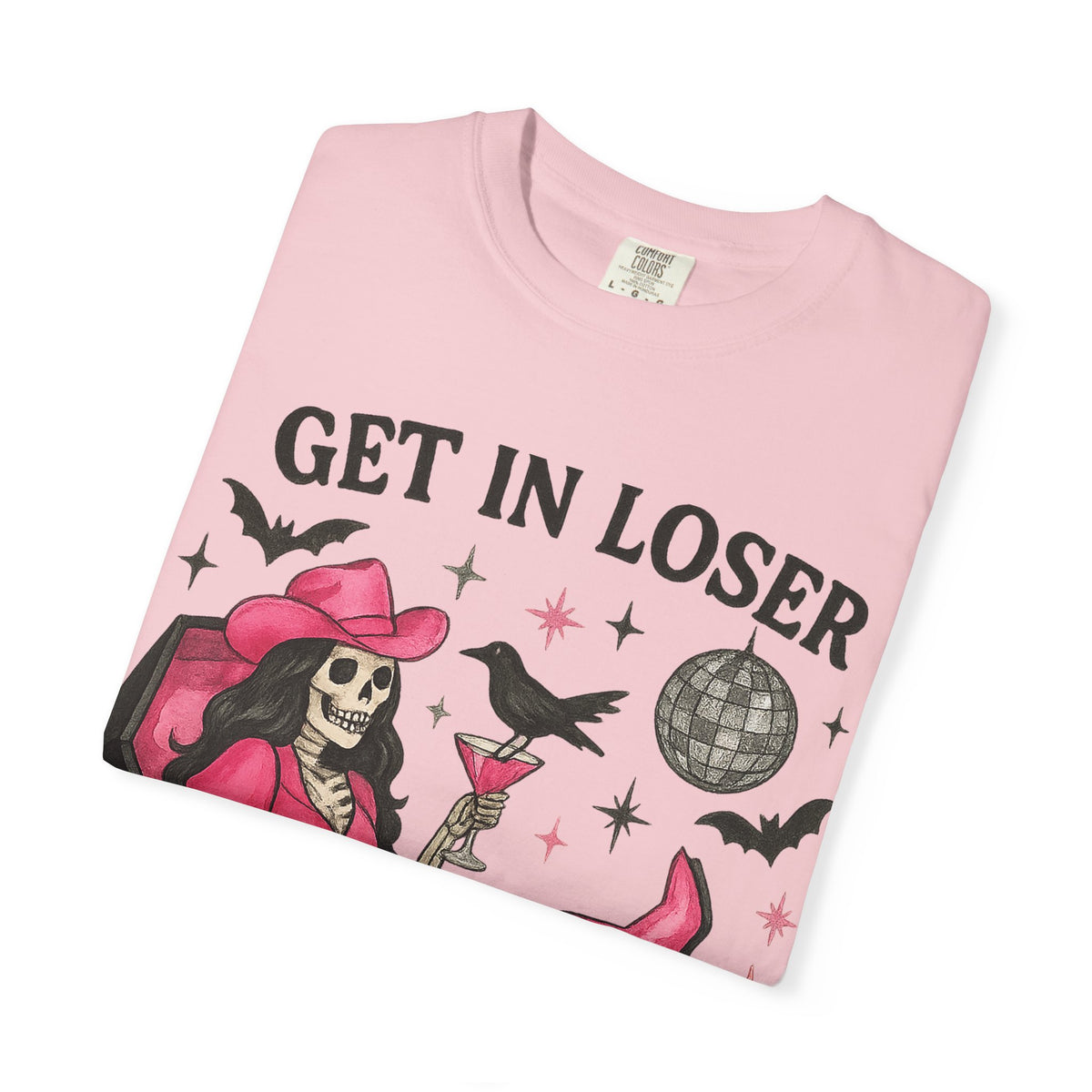 Get In Loser Skeleton Tee — Retro Gothic Witch Coffin Halloween T‑Shirt