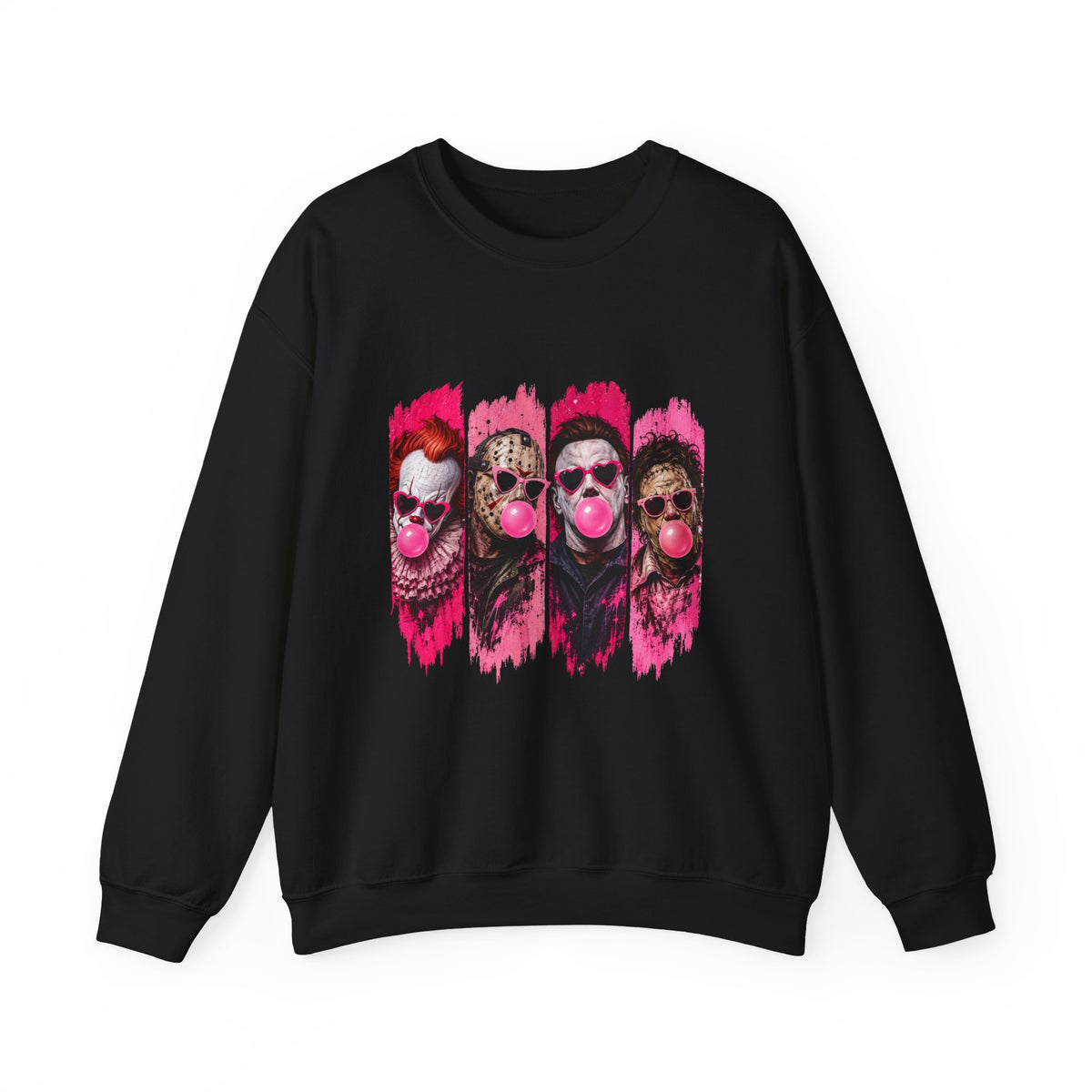 Clown Crewneck Sweatshirt – Colorful Bubblegum Skull & Joker Portraits