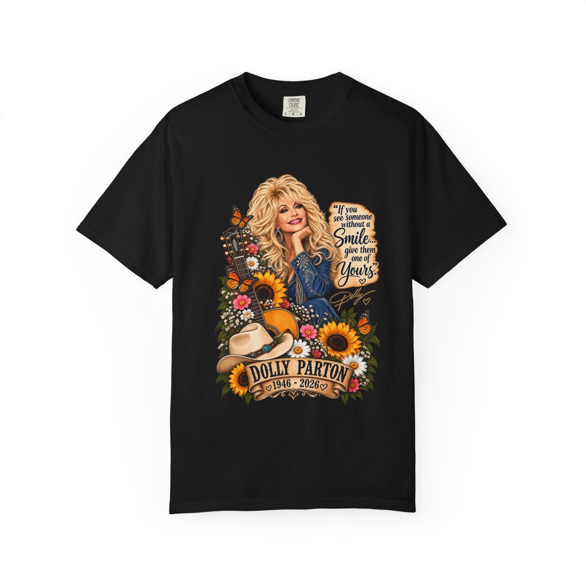 Dolly Parton T‑Shirt Portrait with 'Smile' Quote