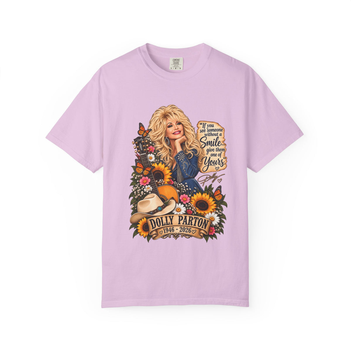 Dolly Parton T‑Shirt Portrait with 'Smile' Quote