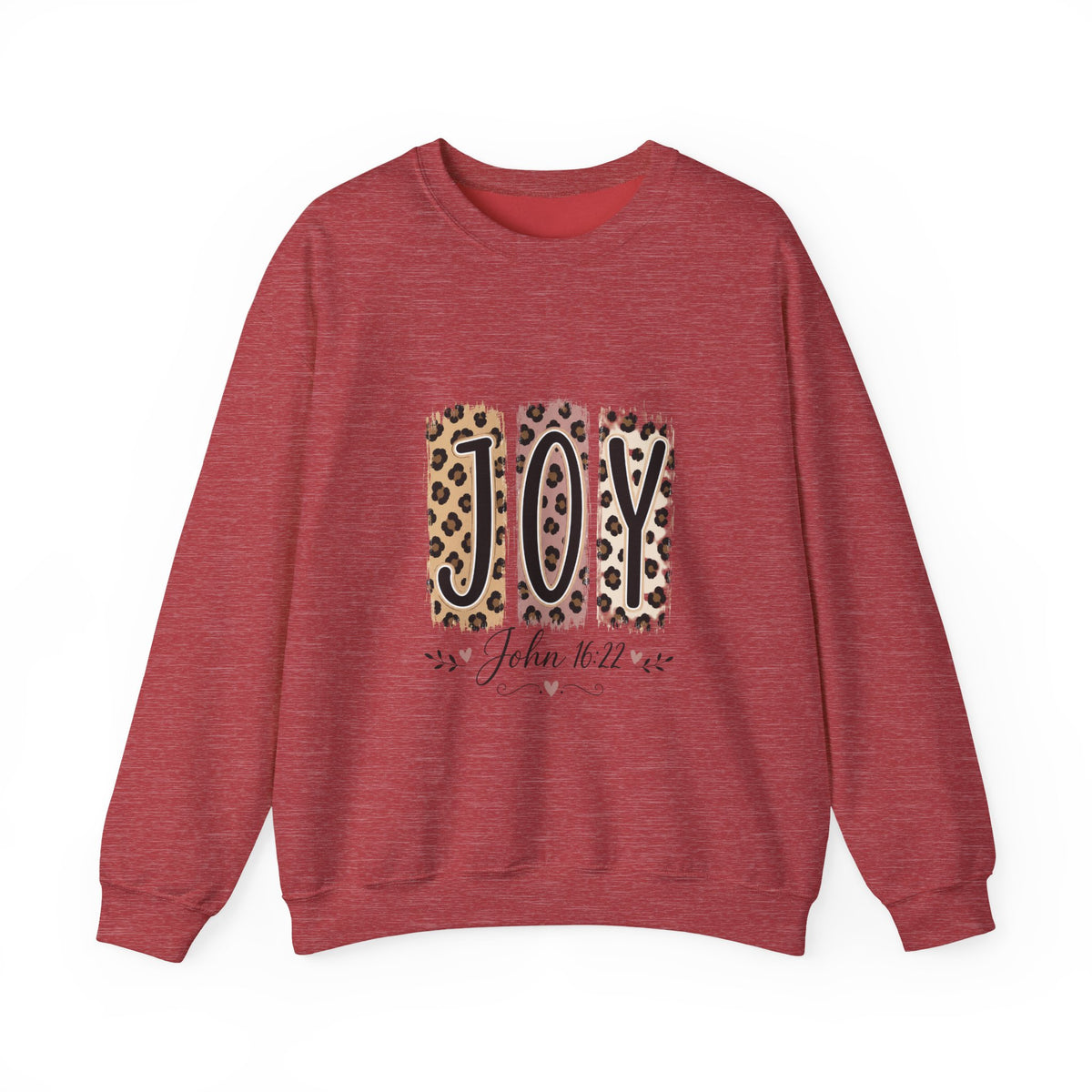 Joy Leopard Print Sweatshirt — John 1:14 Scripture Holiday Crewneck