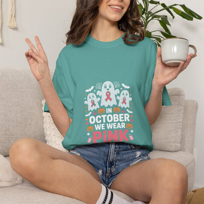 October We Wear Pink T-Shirt — Breast Cancer Awarenes