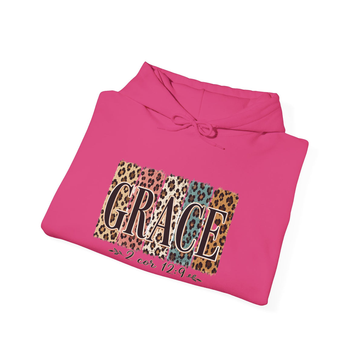Grace Leopard Hoodie - 2 Cor 12:9 Christian Faith Sweatshirt