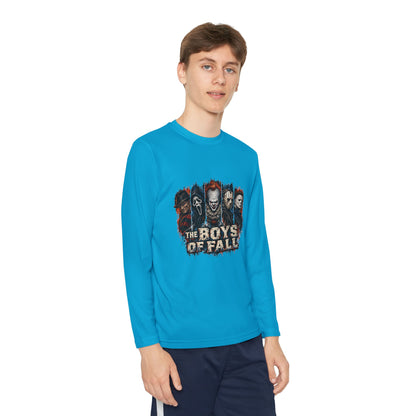 Youth Long Sleeve Tee — "The Boys of Fall" Horror Mask Graphic
