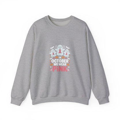 Breast Cancer Awareness Crewneck Sweatshirt — 'Think Pink' Ribbon Design