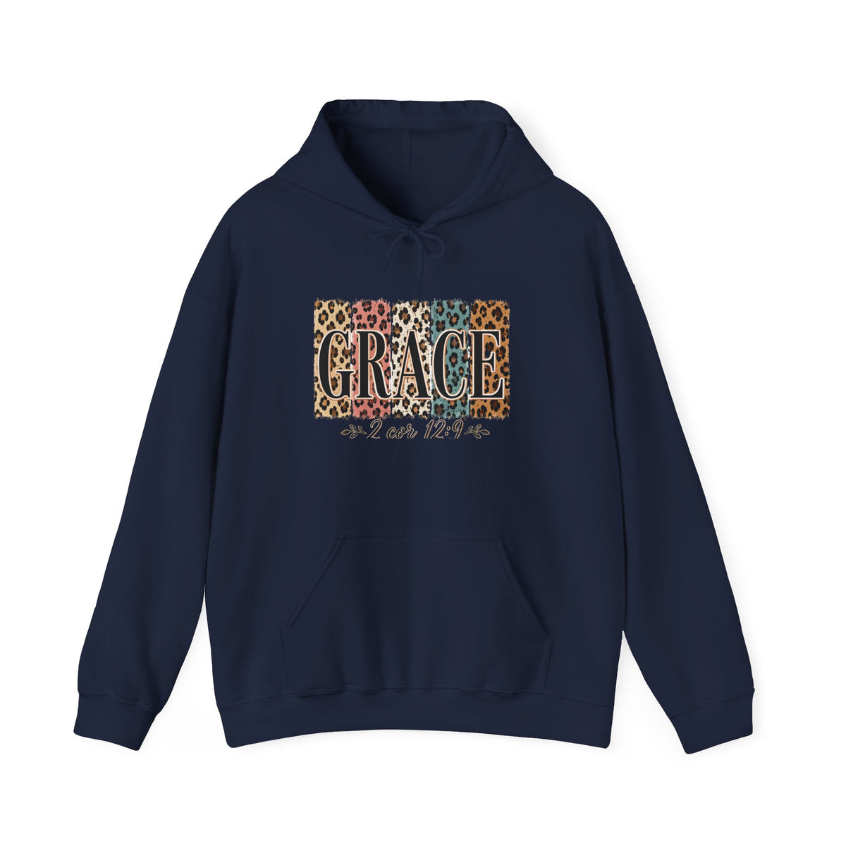 Grace Leopard Hoodie - 2 Cor 12:9 Christian Faith Sweatshirt