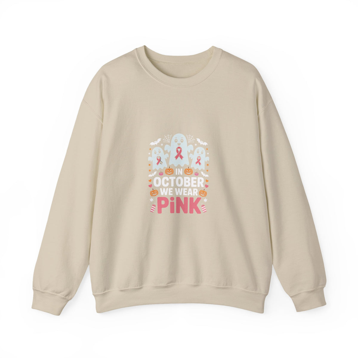 Breast Cancer Awareness Crewneck Sweatshirt — 'Think Pink' Ribbon Design