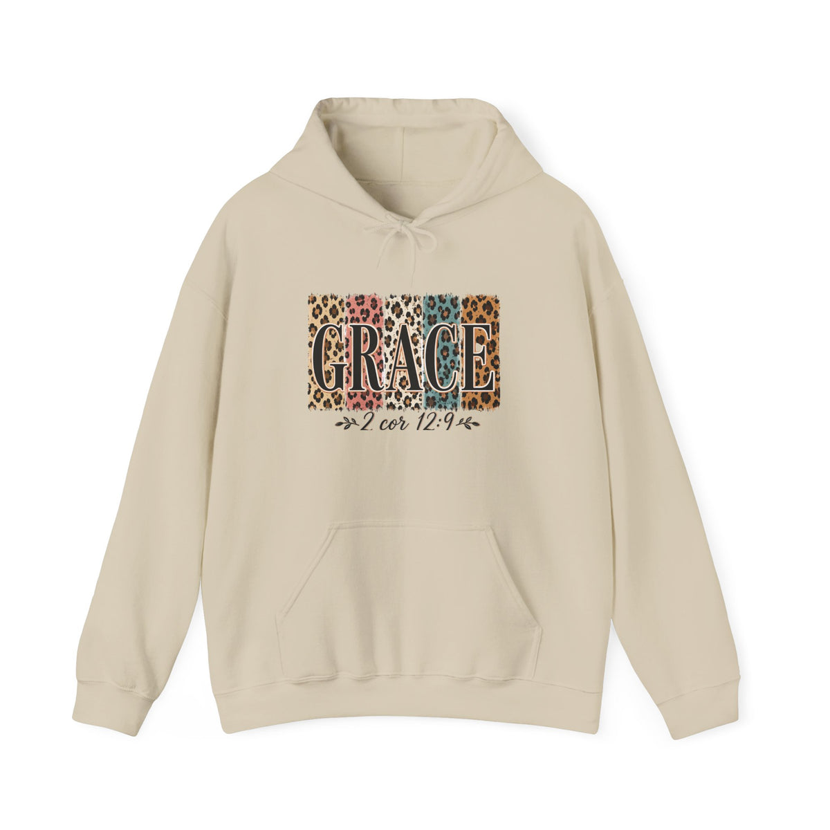 Grace Leopard Hoodie - 2 Cor 12:9 Christian Faith Sweatshirt