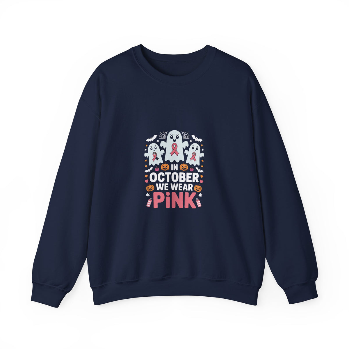 Breast Cancer Awareness Crewneck Sweatshirt — 'Think Pink' Ribbon Design