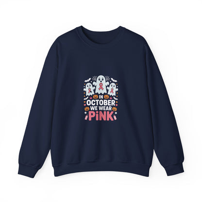 Breast Cancer Awareness Crewneck Sweatshirt — 'Think Pink' Ribbon Design