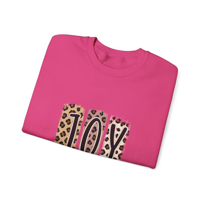 Joy Leopard Print Sweatshirt — John 1:14 Scripture Holiday Crewneck