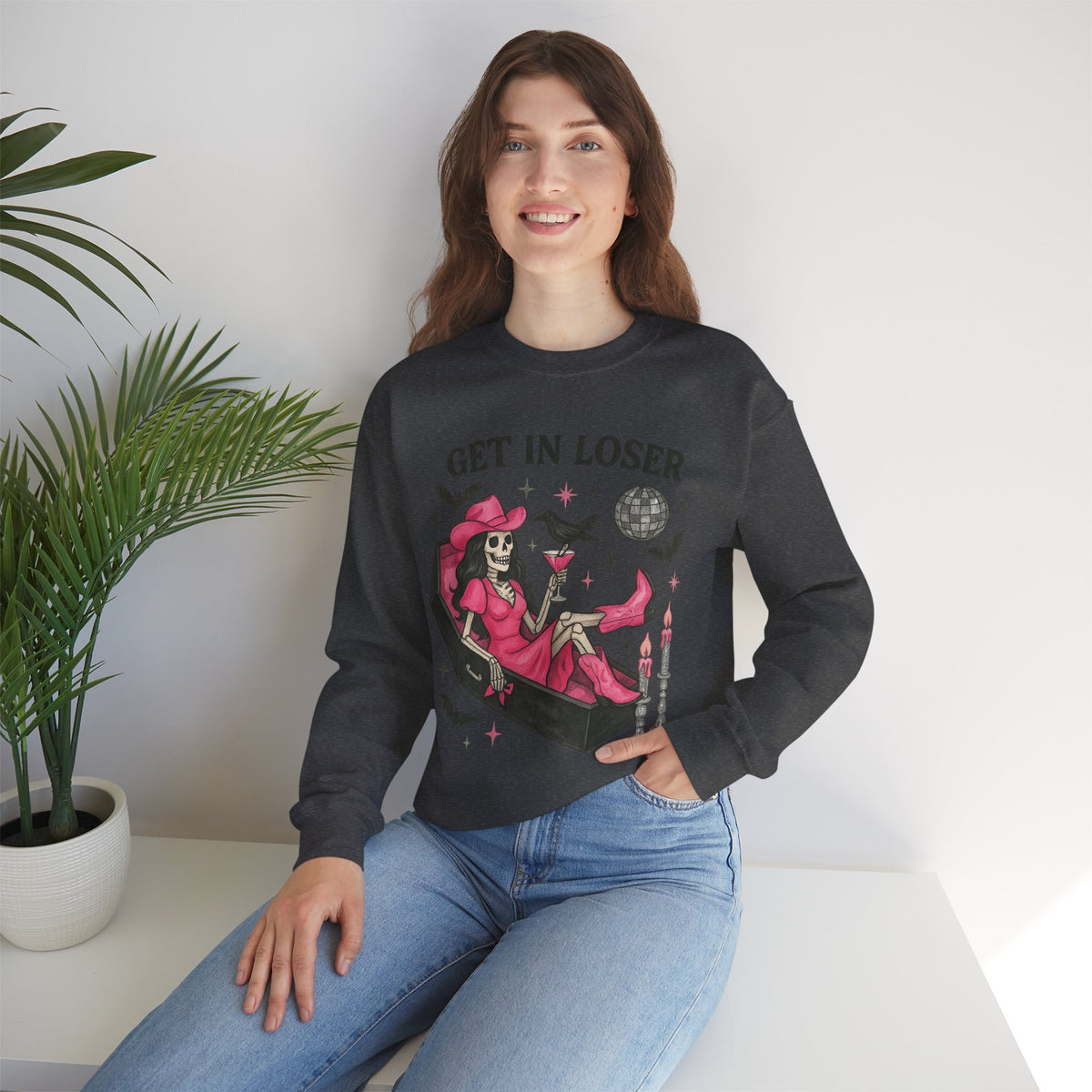 Get In Loser Skeleton Coffin Sweatshirt