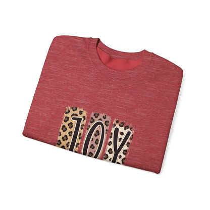 Joy Leopard Print Sweatshirt — John 1:14 Scripture Holiday Crewneck