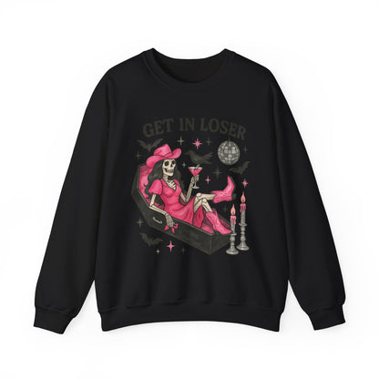 Get In Loser Skeleton Coffin Sweatshirt