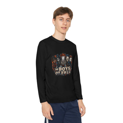 Youth Long Sleeve Tee — "The Boys of Fall" Horror Mask Graphic