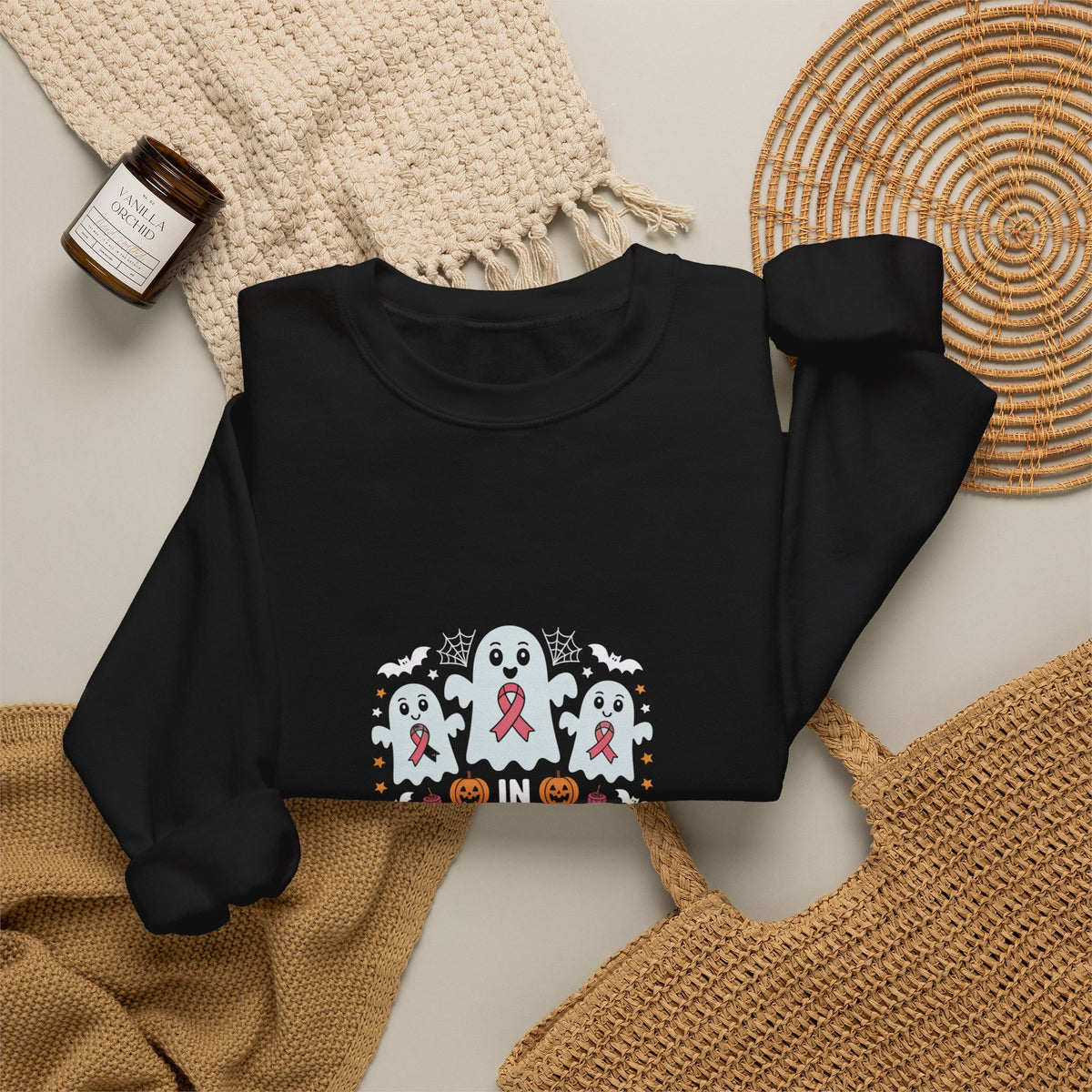 Breast Cancer Awareness Crewneck Sweatshirt — 'Think Pink' Ribbon Design
