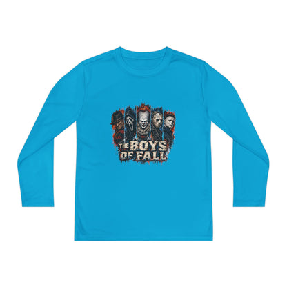 Youth Long Sleeve Tee — "The Boys of Fall" Horror Mask Graphic