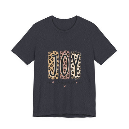 Joy Leopard Christian Tee — "JOY" with John 16:22 Scripture