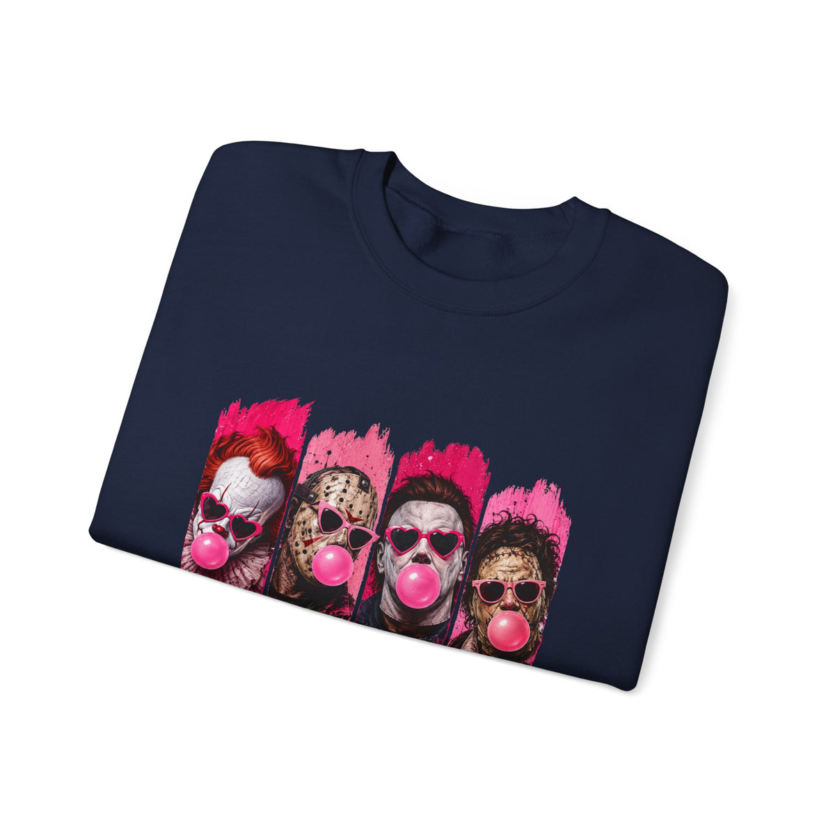 Clown Crewneck Sweatshirt – Colorful Bubblegum Skull & Joker Portraits