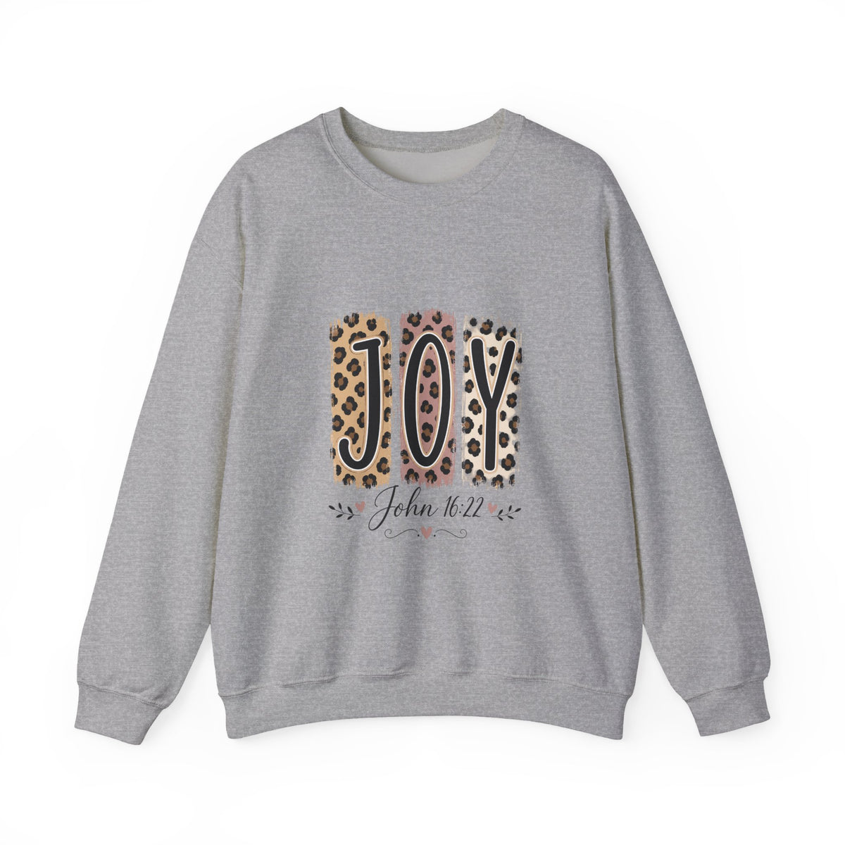 Joy Leopard Print Sweatshirt — John 1:14 Scripture Holiday Crewneck