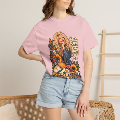 Dolly Parton T‑Shirt Portrait with 'Smile' Quote