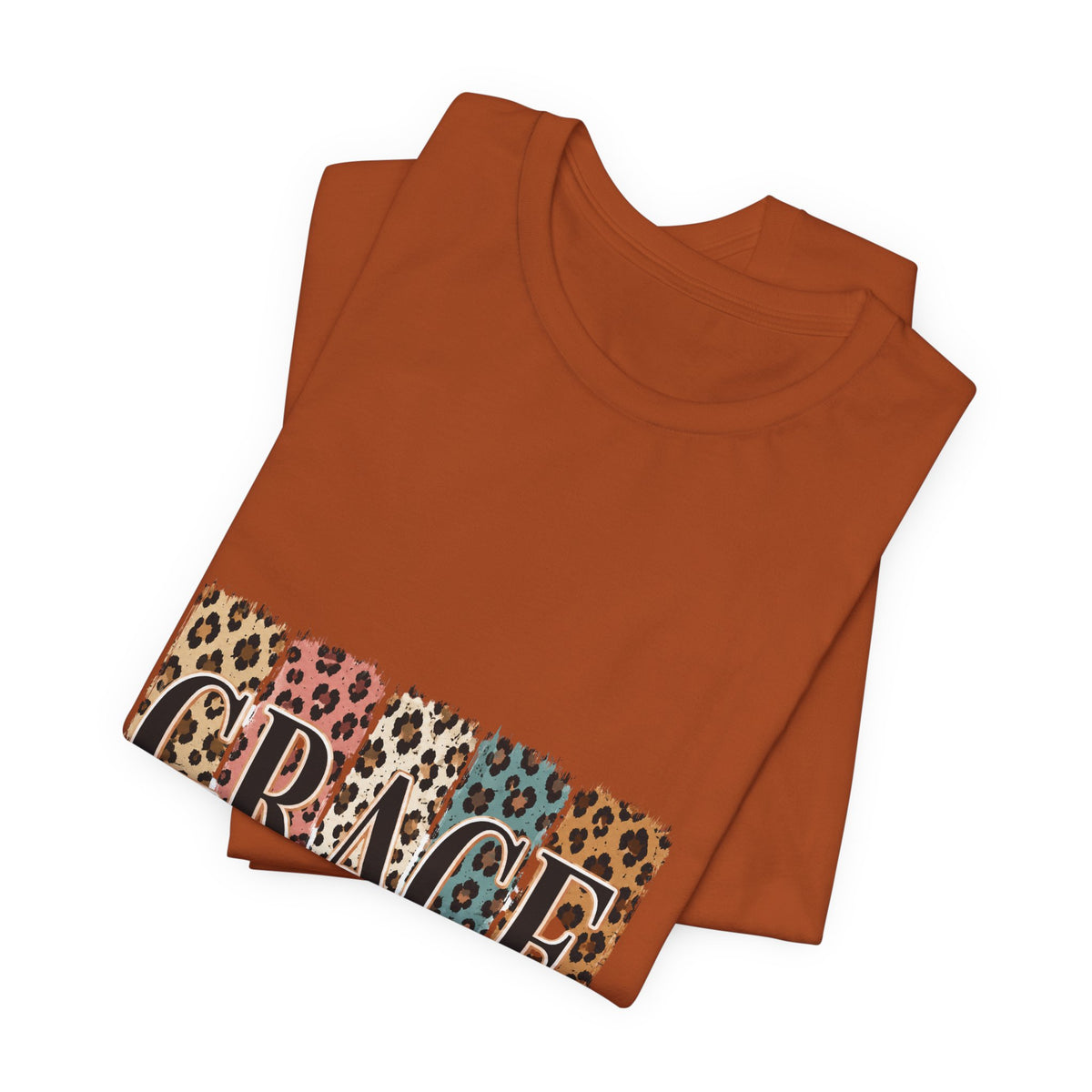 Grace Leopard Print Tee — Christian Scripture 2 Cor 12:9 T-Shirt
