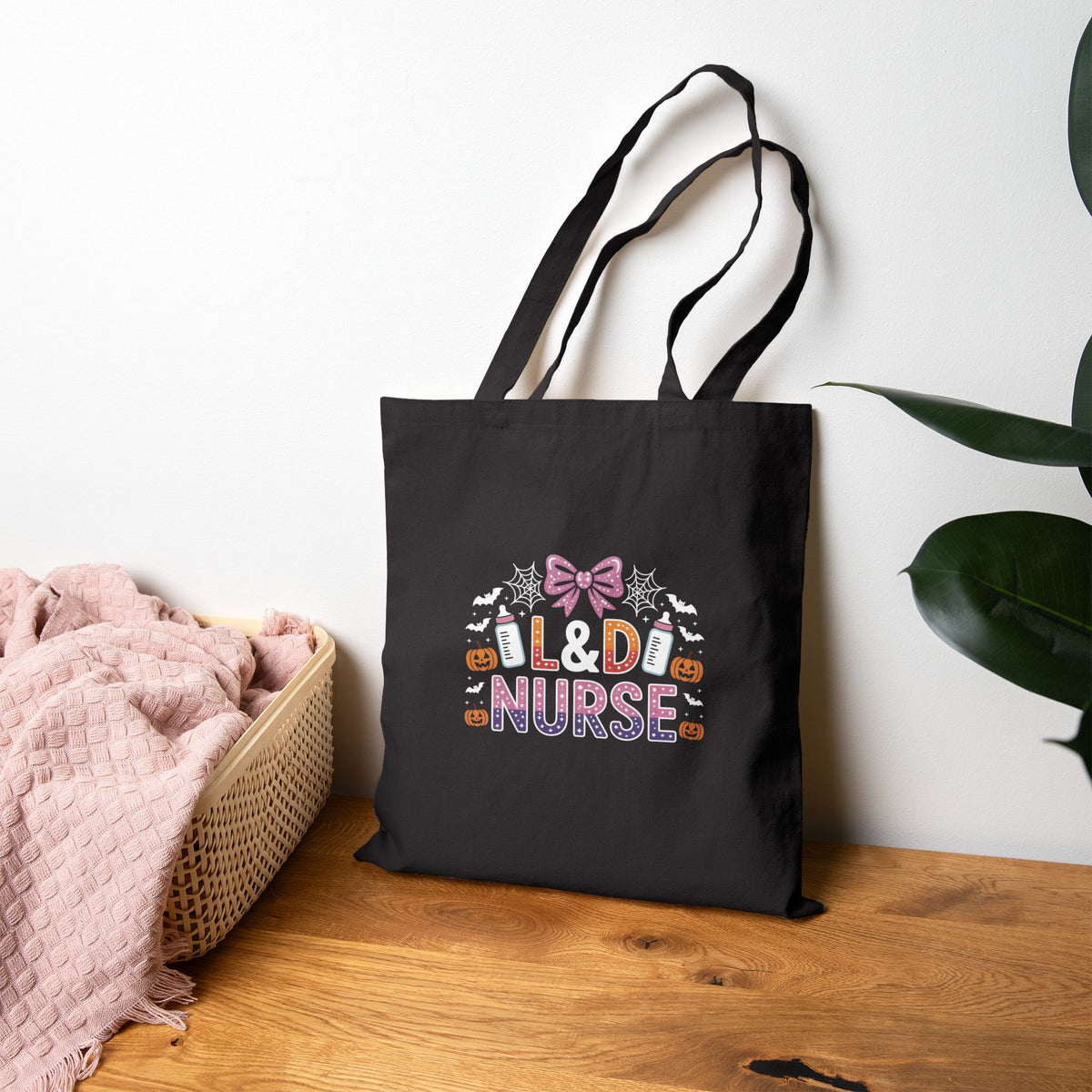Nurse Tote Bag — "Old Nurse" Cute Halloween Candy Pumpkin Design Cotton Canvas Tote