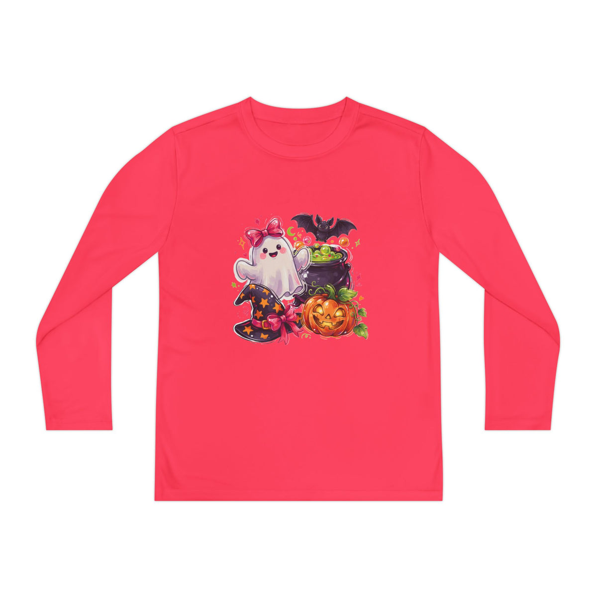 Kids Halloween Ghost Long Sleeve Tee — Cute Ghost, Pumpkins & Candy Design